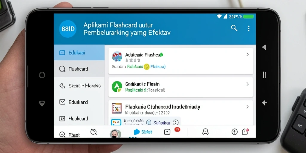 Screenshot antarmuka aplikasi 88ID menampilkan fungsi Flashcard yang menarik.
