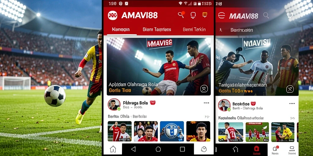 Tampilan utama AMAVI88 dengan fitur berita olahraga bola.