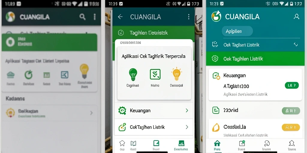 Antarmuka CUANGILA menampilkan fitur cek tagihan listrik yang lengkap.