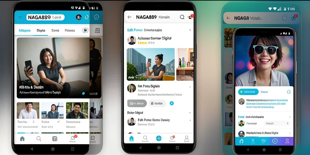 Screenshot antarmuka NAGA889 dengan berbagai fitur pengeditan gambar.