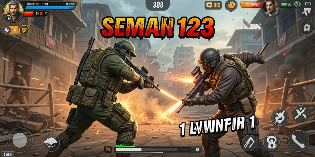 Tampilan antarmuka SEMAR123 yang menarik saat pertarungan 1 Lawan 1.