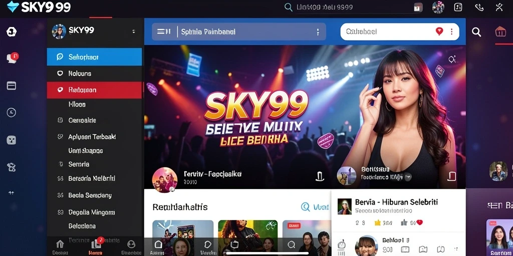 Tampilan antarmuka menarik aplikasi SKY99 untuk berita selebriti.